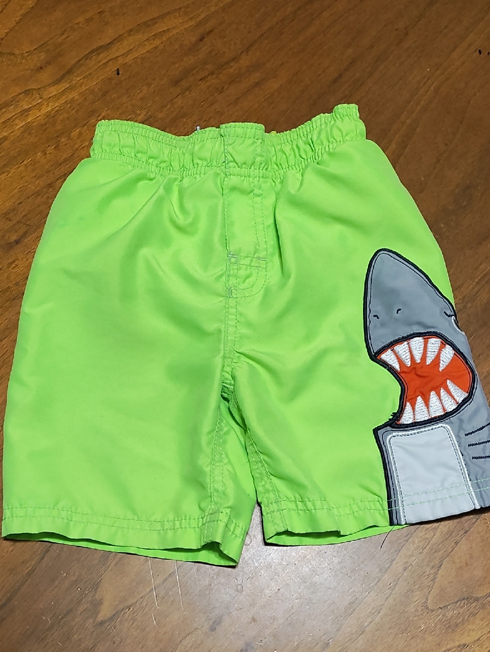 1989 Place Neon Green Shark Swim Shorts, Boys' 3T, EUC